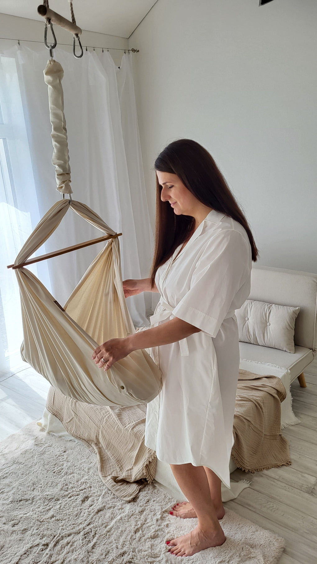 homba® baby hanging cradle cotton cream