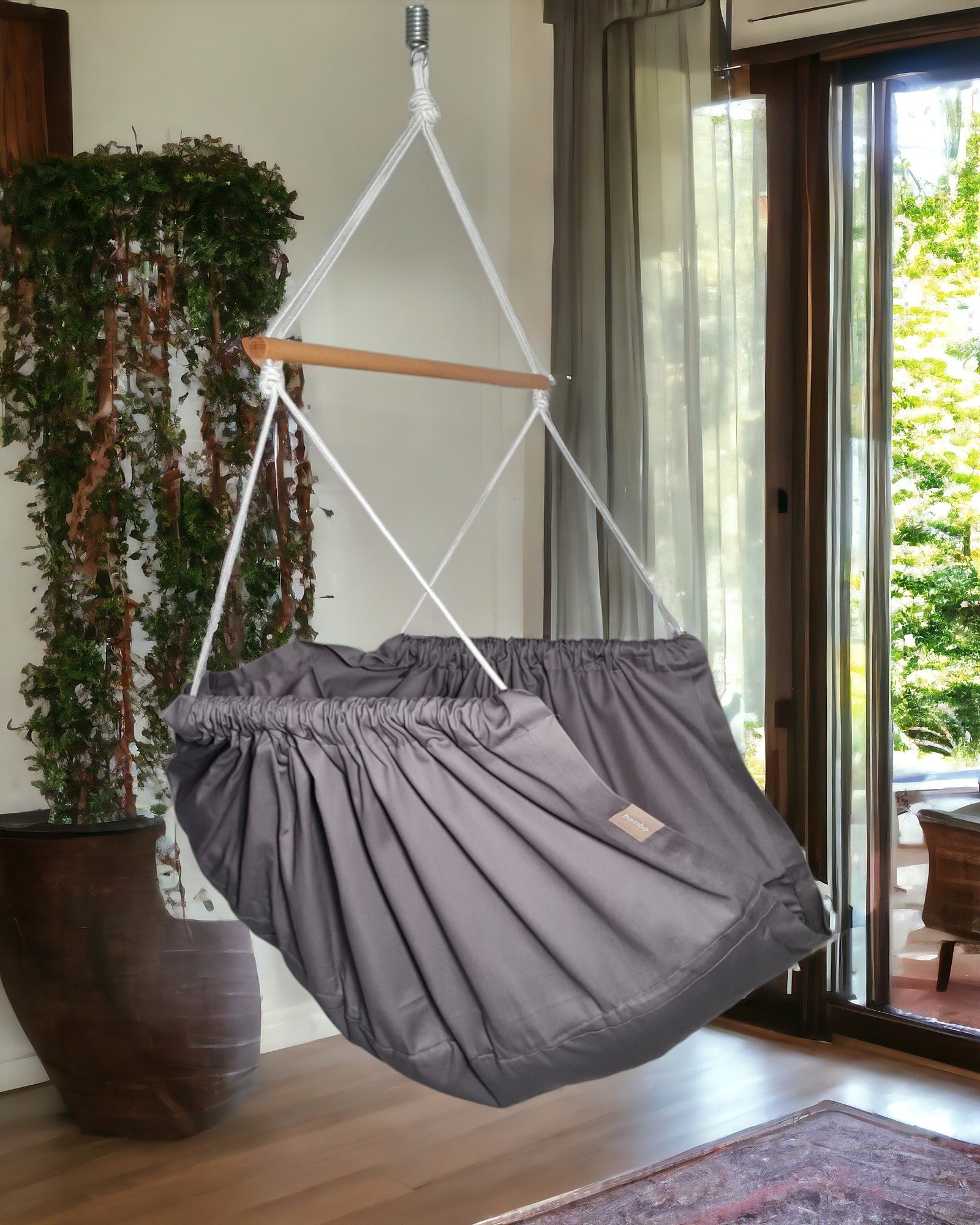 homba® zen hanging chair cotton grey