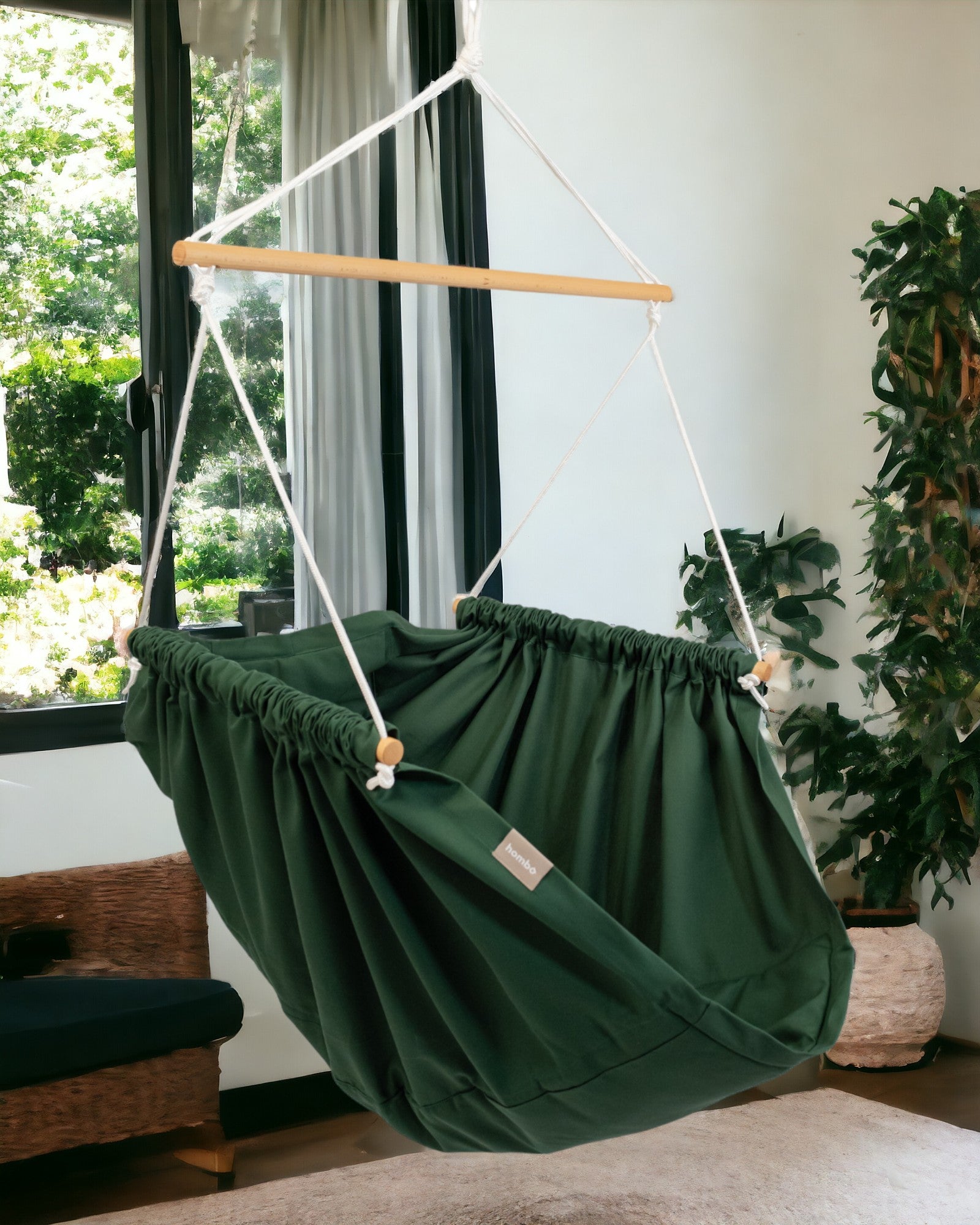 homba® zen mini hanging chair cotton green (2-10 years)